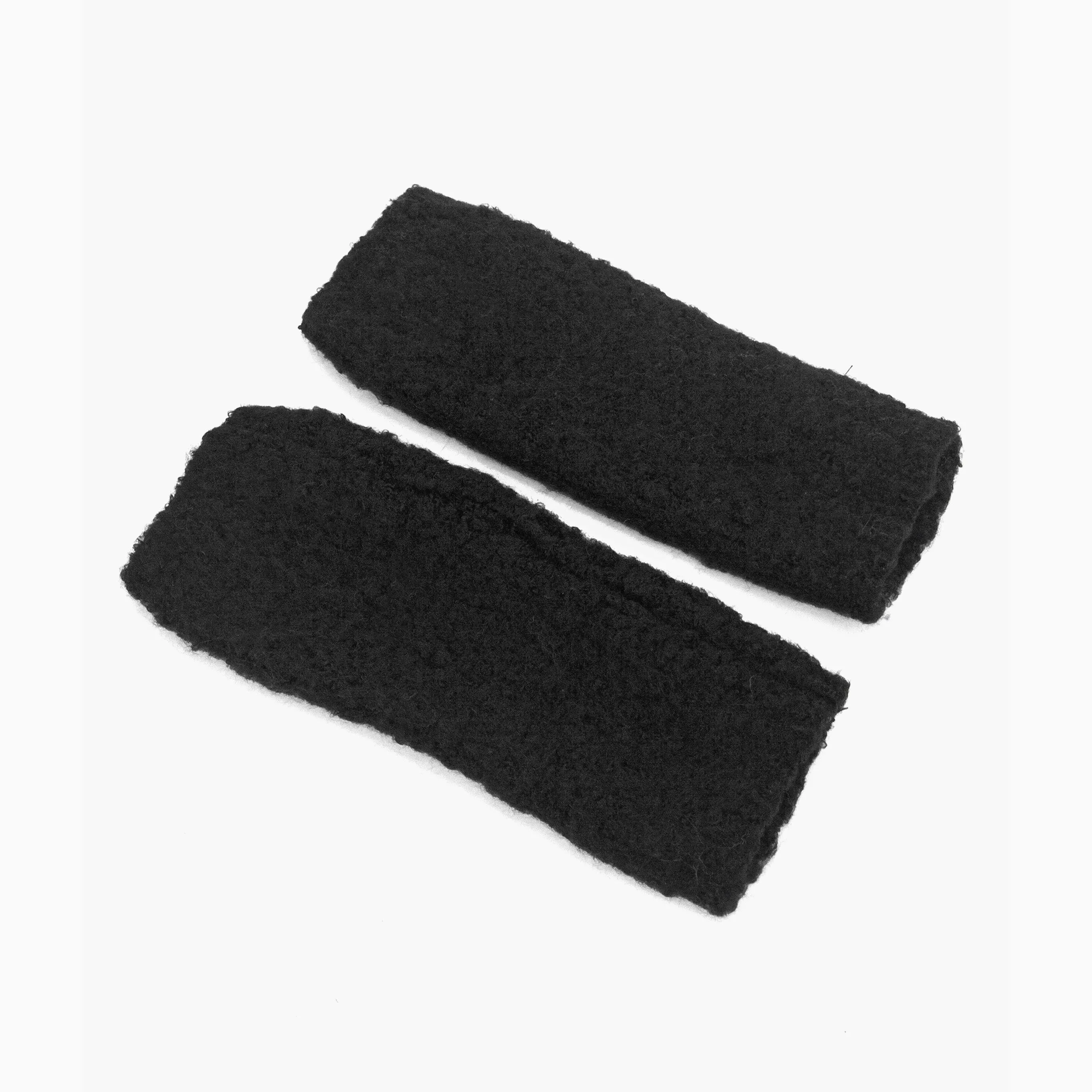 Alexa Textured Wrist Warmers - Black, Knitted