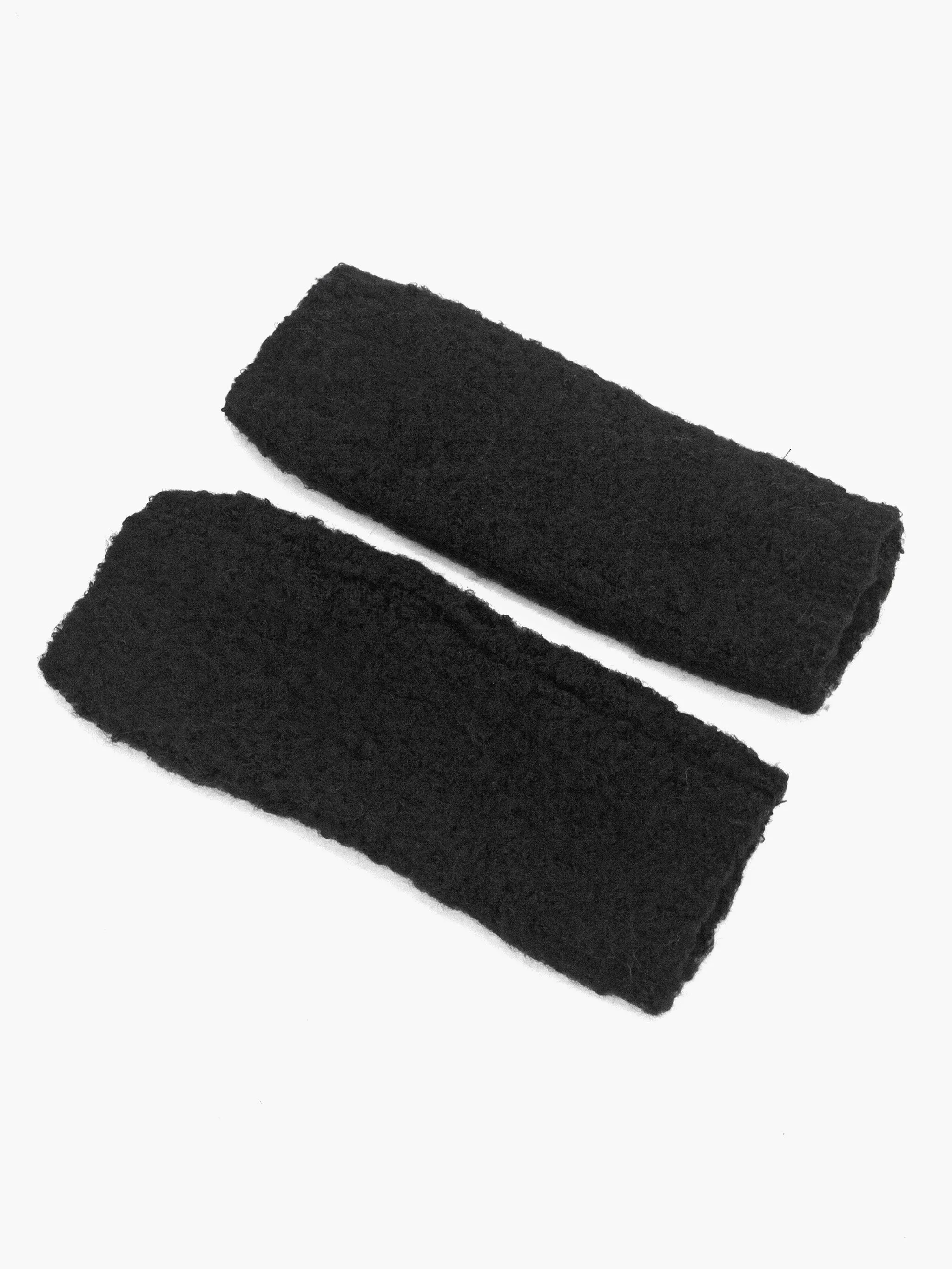 Alexa Textured Wrist Warmers - Black, Knitted
