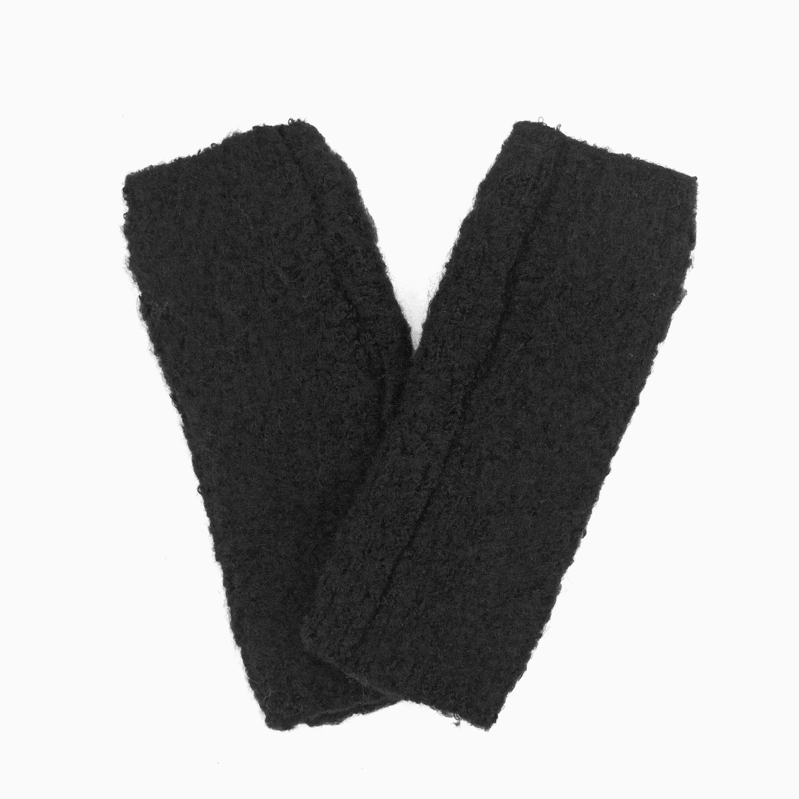 Alexa Textured Wrist Warmers - Black, Knitted