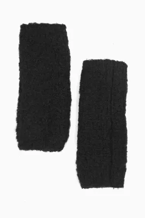 Alexa Textured Wrist Warmers - Black, Knitted