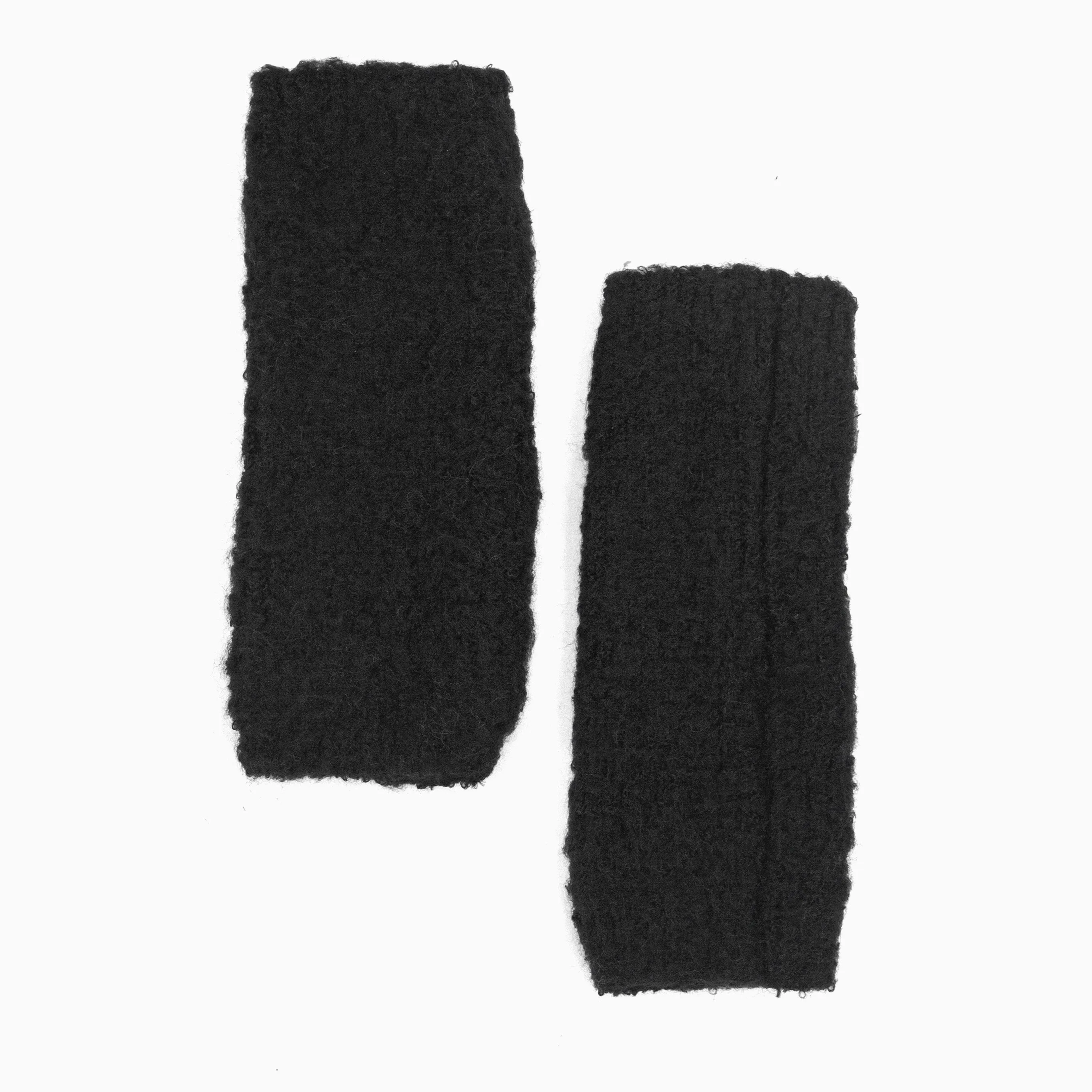 Alexa Textured Wrist Warmers - Black, Knitted