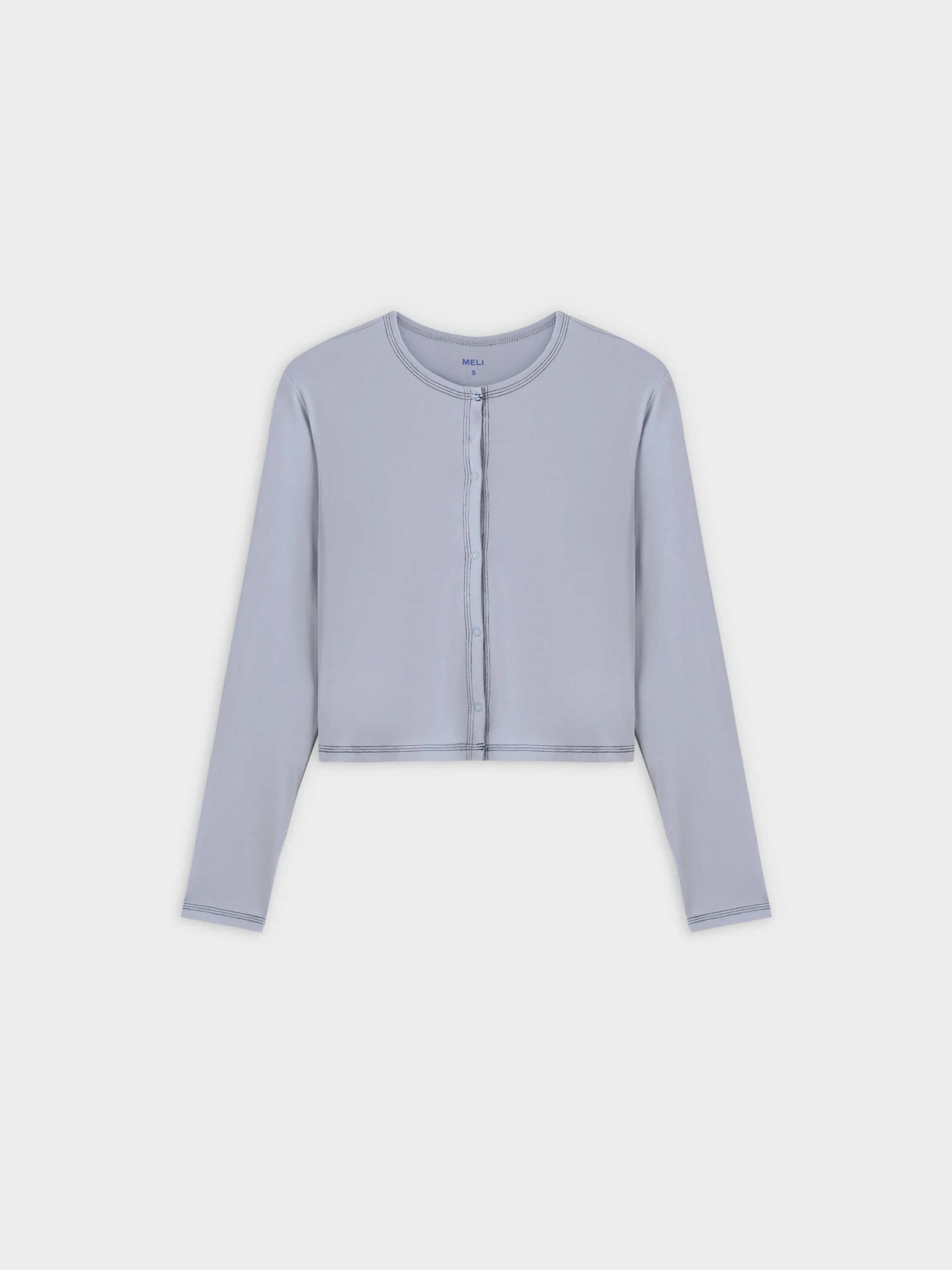 Basic T-Shirt Cropped Cardigan-Light Blue