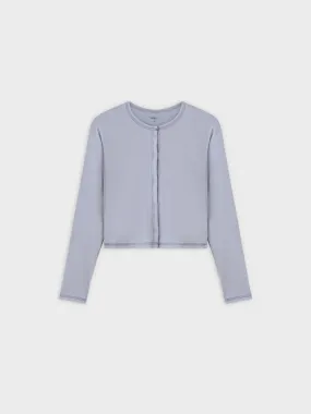 Basic T-Shirt Cropped Cardigan-Light Blue