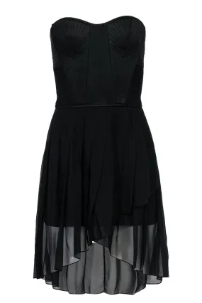 BCBG Max Azria - Black Strapless Bustier-Style Strapless Fit & Flare Dress Sz 0