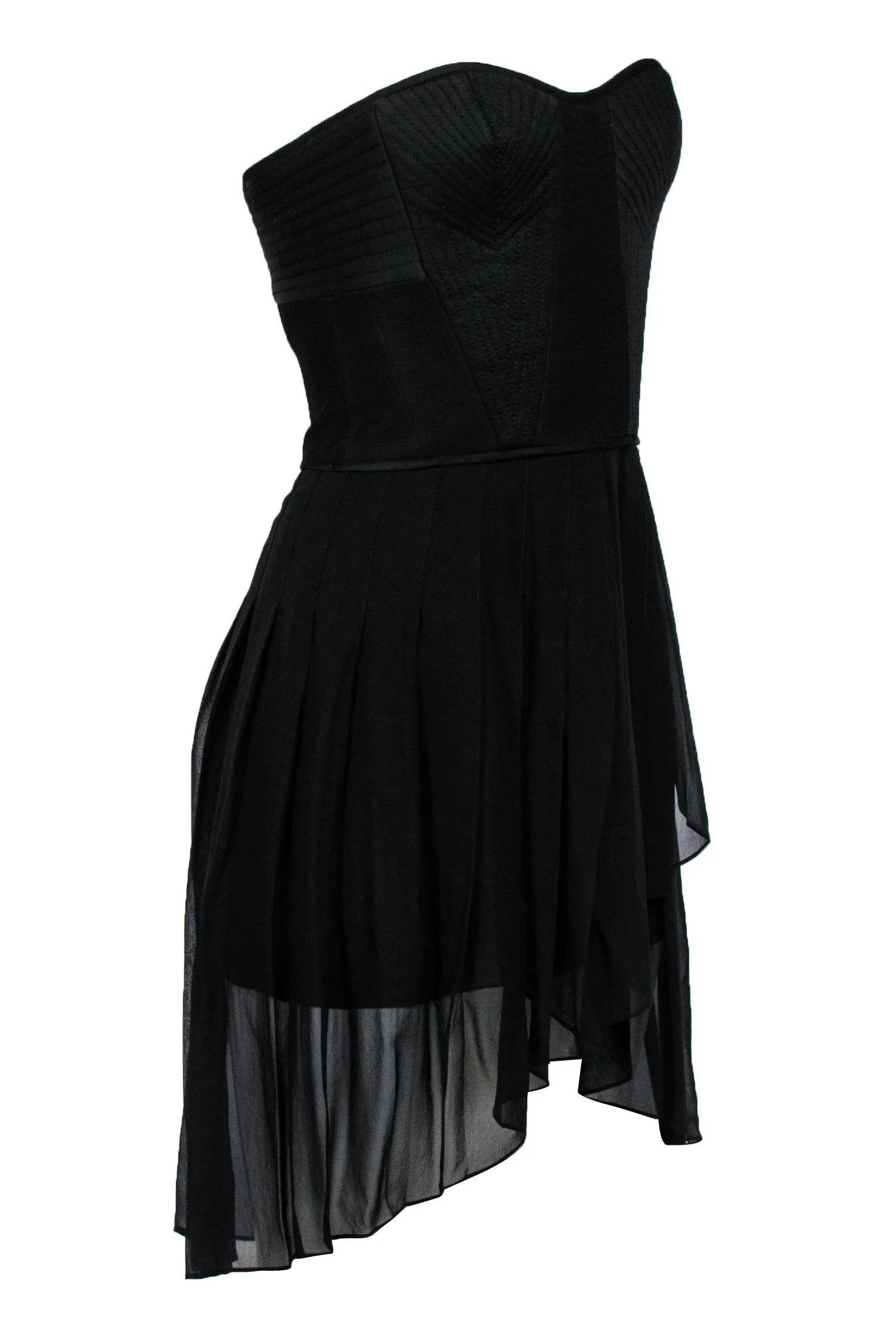 BCBG Max Azria - Black Strapless Bustier-Style Strapless Fit & Flare Dress Sz 0