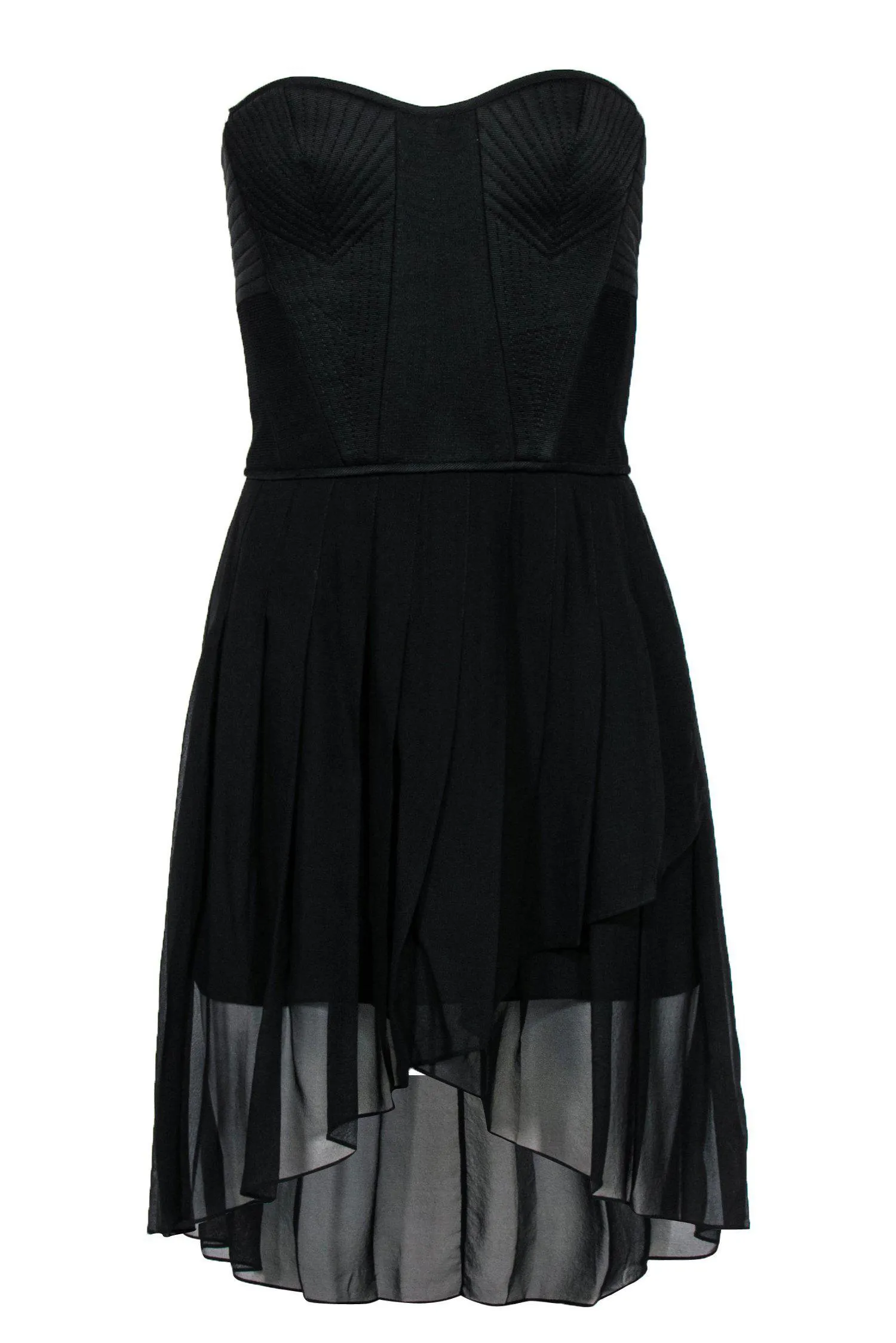 BCBG Max Azria - Black Strapless Bustier-Style Strapless Fit & Flare Dress Sz 0