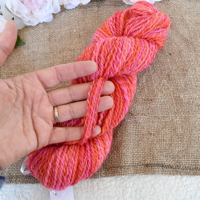 Chunky Hand Spun Corriedale Yarn Apricot Pink