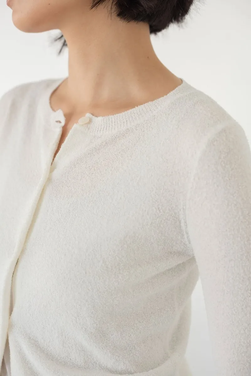 Cropped Cardigan in Boucle in White