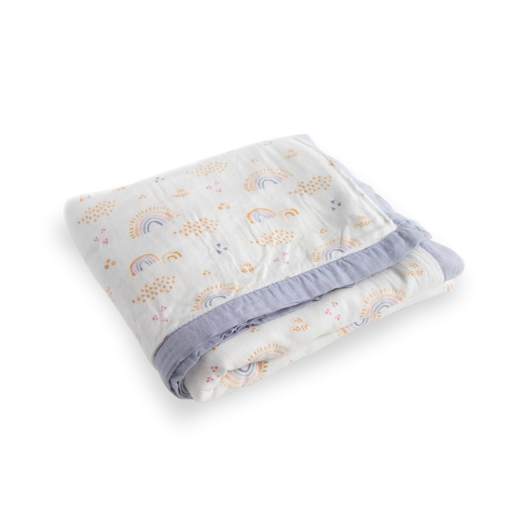Deluxe Muslin Quilted Throw - Rainbows & Raindrops