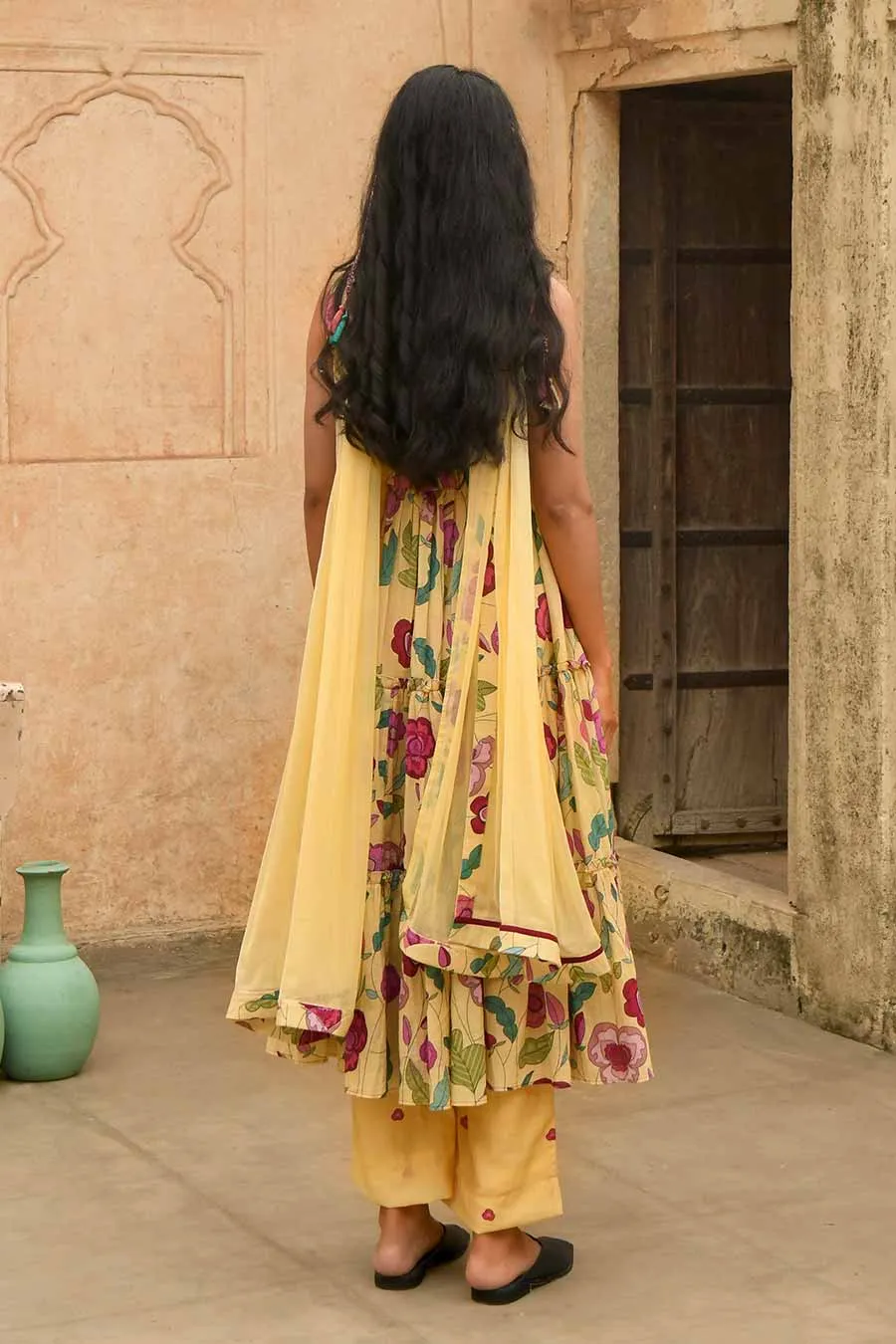 Grapefruit Yellow Floral Print Kurta Set