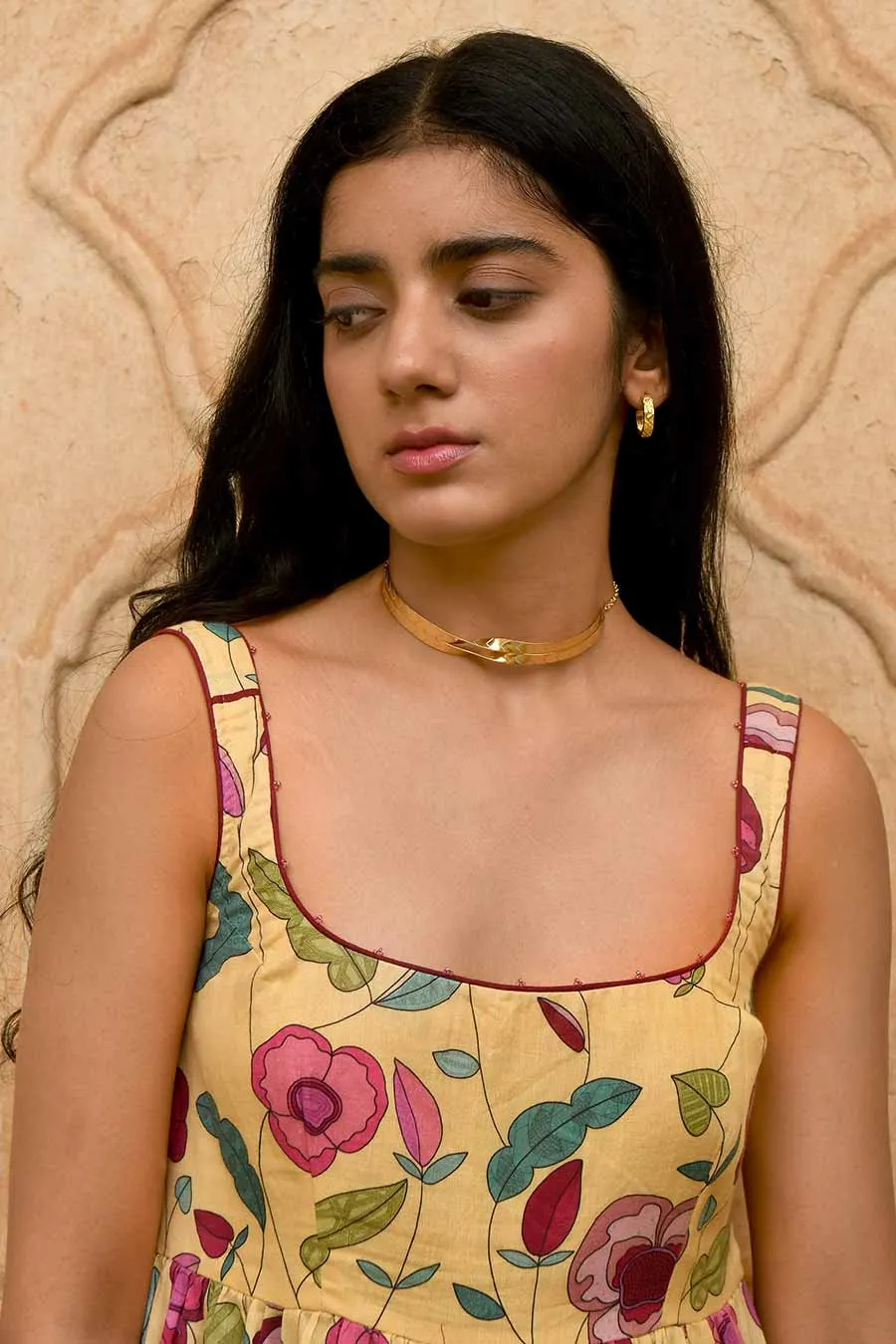 Grapefruit Yellow Floral Print Kurta Set