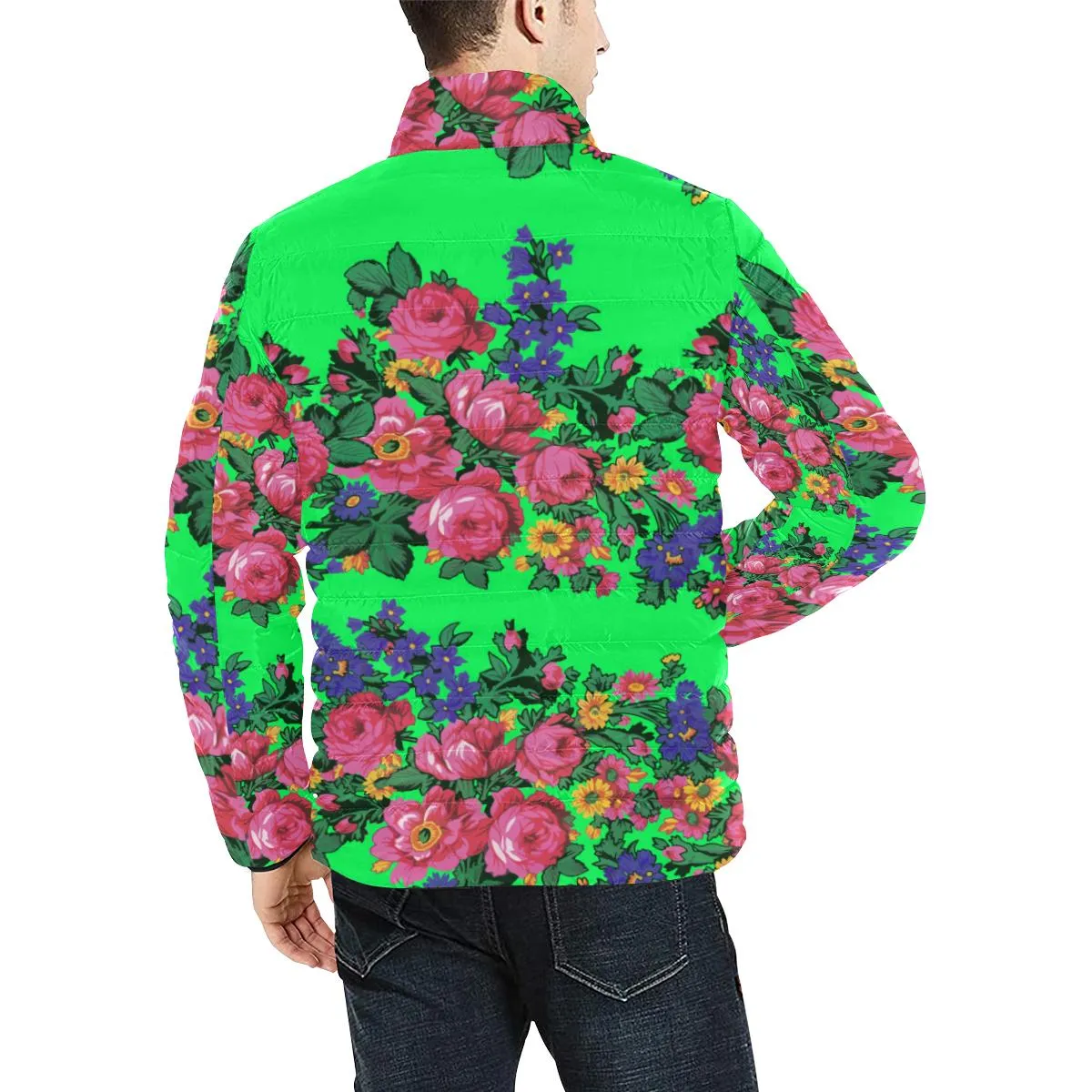 Kokum's Revenge Green Men's Stand Collar Padded Jacket