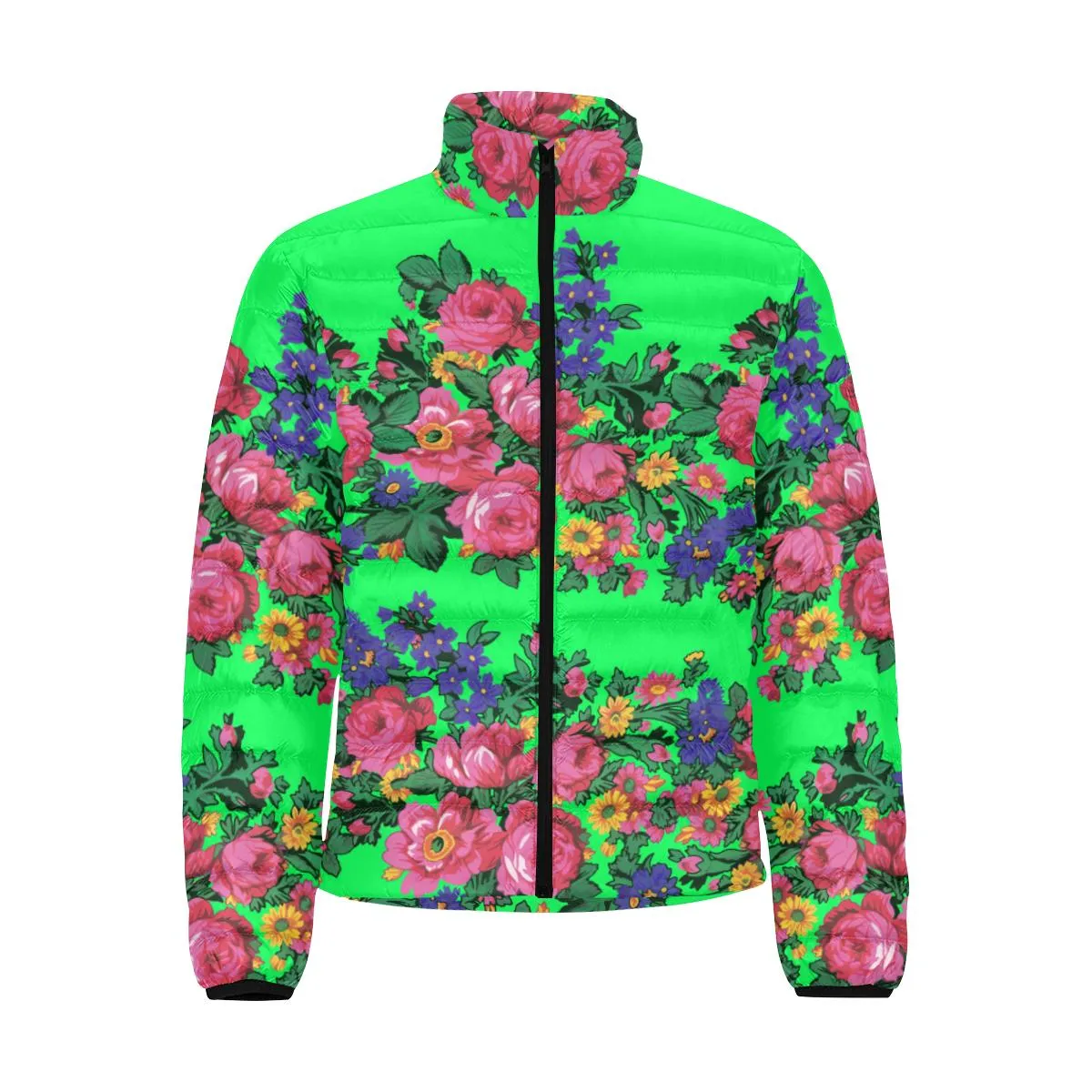 Kokum's Revenge Green Men's Stand Collar Padded Jacket