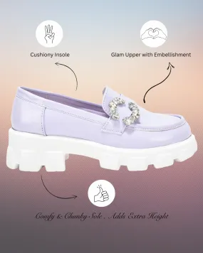 Lavender Slip-on Embellished Loafer