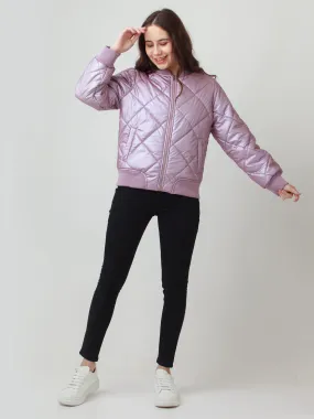 Lavender Solid Bomber Jacket