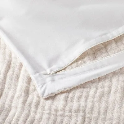 New - Casaluna Pillow Sham Cotton Jacquard OEKO-TEX Reversible Textured, White, King