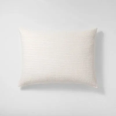 New - Casaluna Pillow Sham Cotton Jacquard OEKO-TEX Reversible Textured, White, King