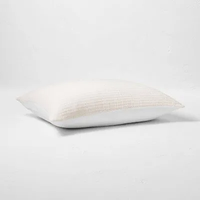 New - Casaluna Pillow Sham Cotton Jacquard OEKO-TEX Reversible Textured, White, King