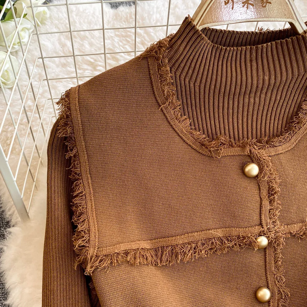 Patchwork Vest&Knitted Dress 2Pcs