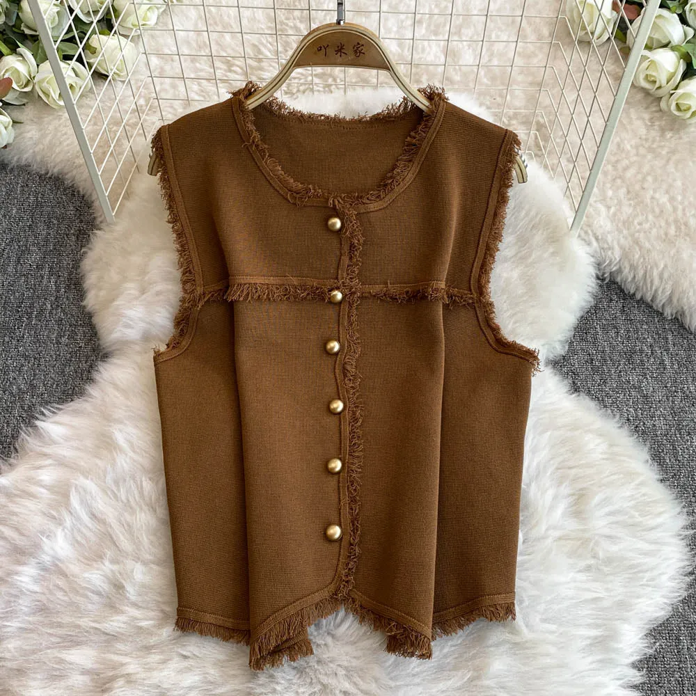 Patchwork Vest&Knitted Dress 2Pcs
