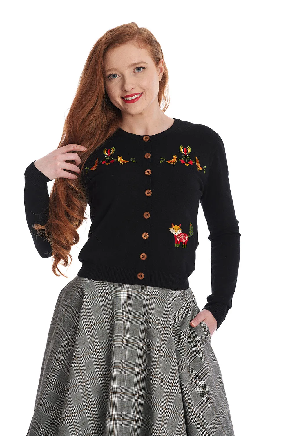 Scandi Fox Black Cardigan by Banned