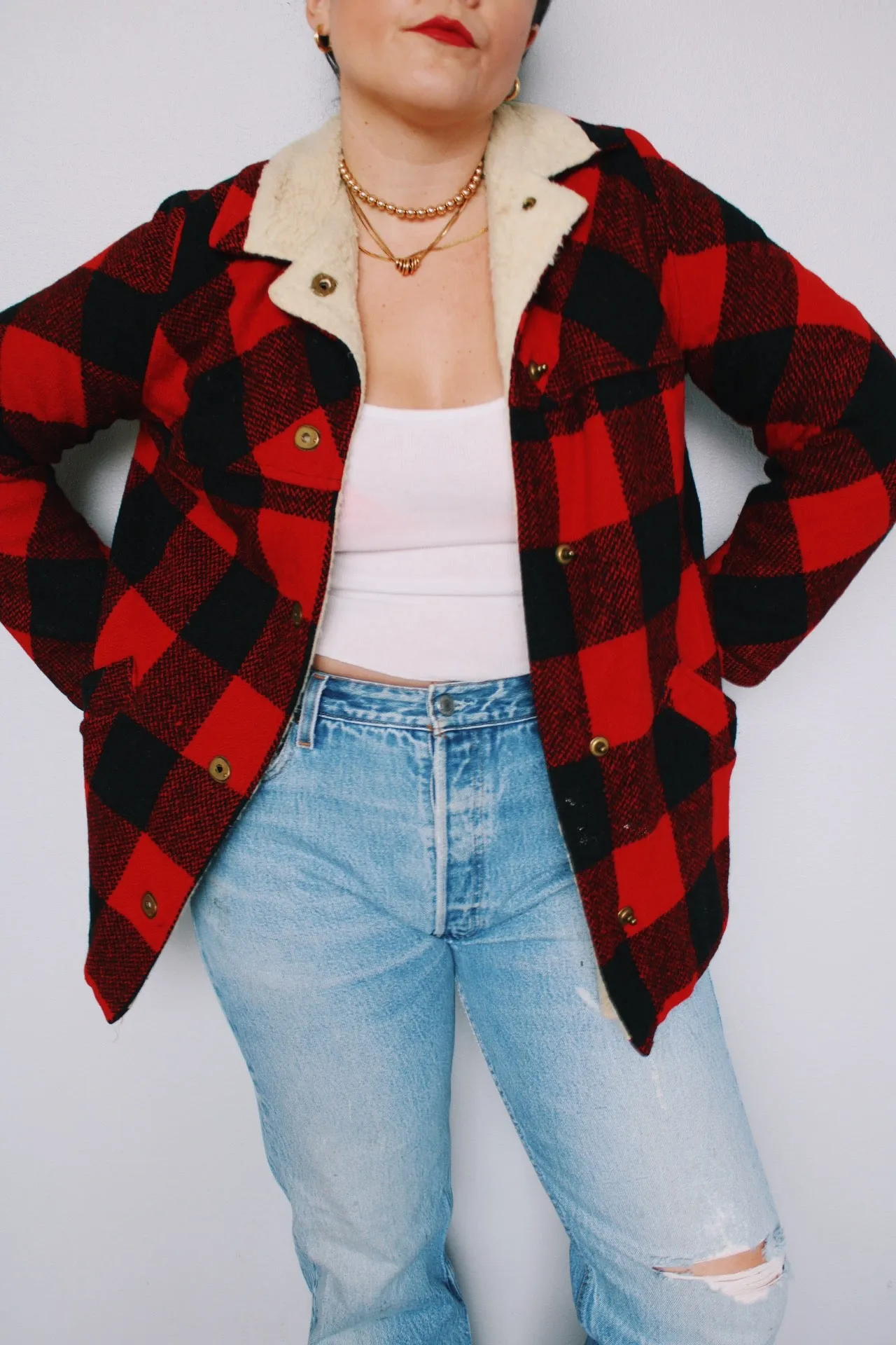Shearling Lined Buffalo Plaid Shacket