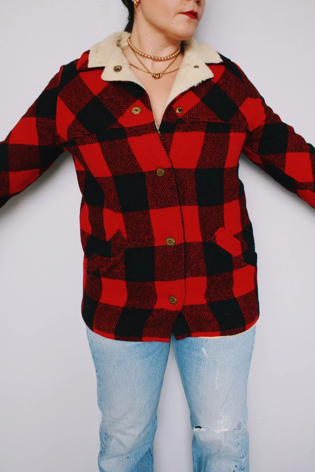 Shearling Lined Buffalo Plaid Shacket