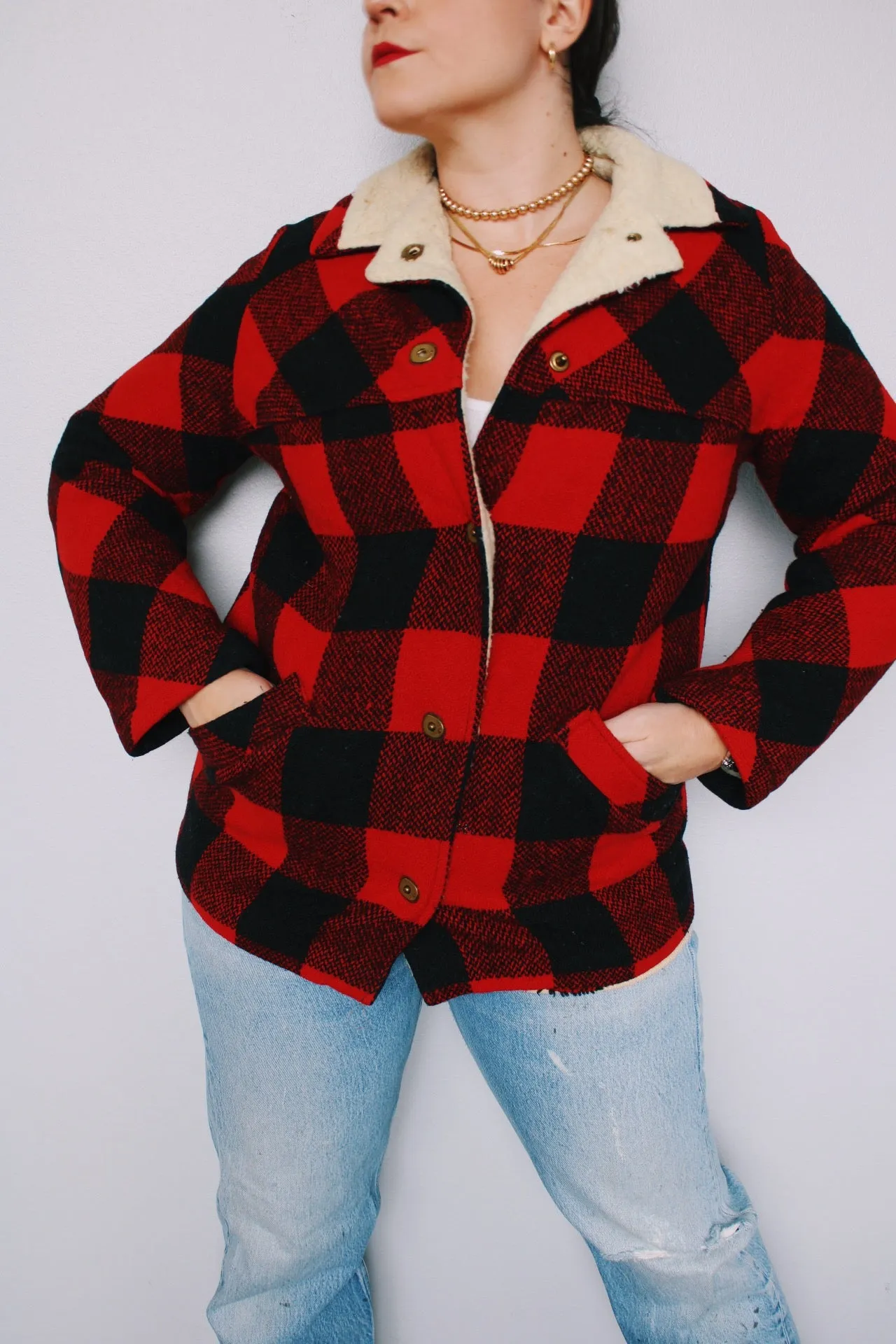 Shearling Lined Buffalo Plaid Shacket