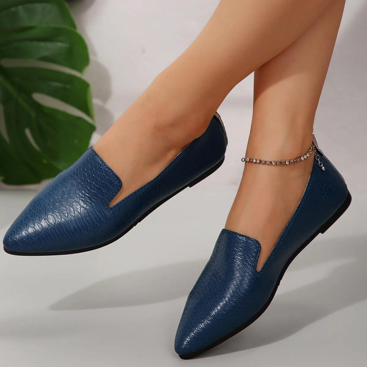 Simple Pointed Snake Pattern Flat Pumps Foreign Trade Slip-on Lazy Shoes