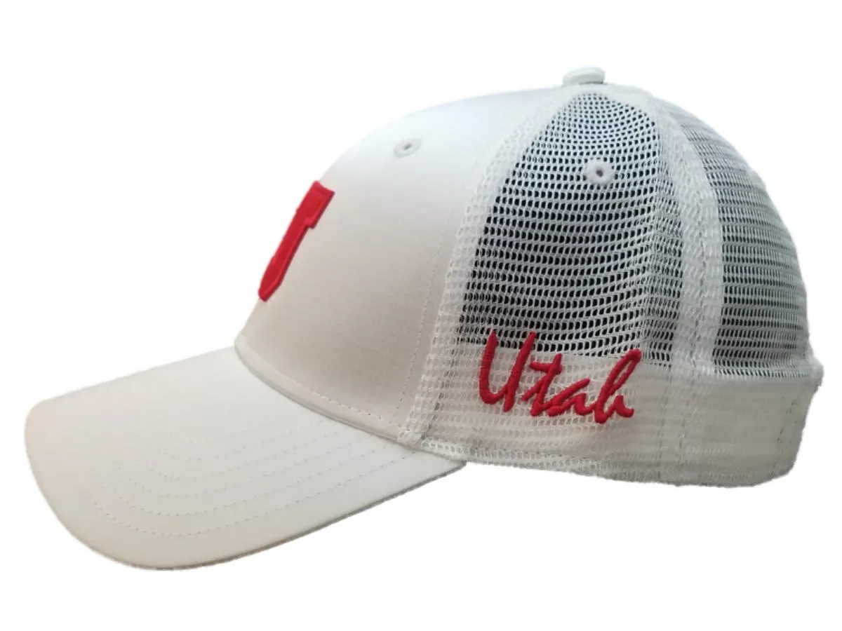 Utah Utes TOW Shiny White Mesh Back Structured Adjustable Strapback Hat Cap