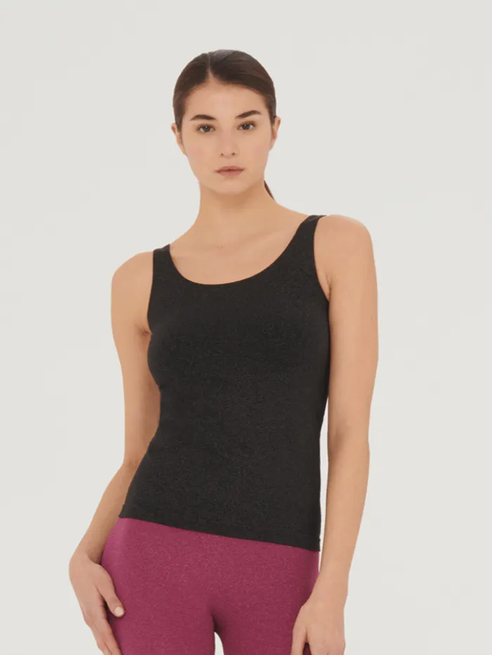 Wolford T Black / Pewter Sparkly Vest Top 57156 9836