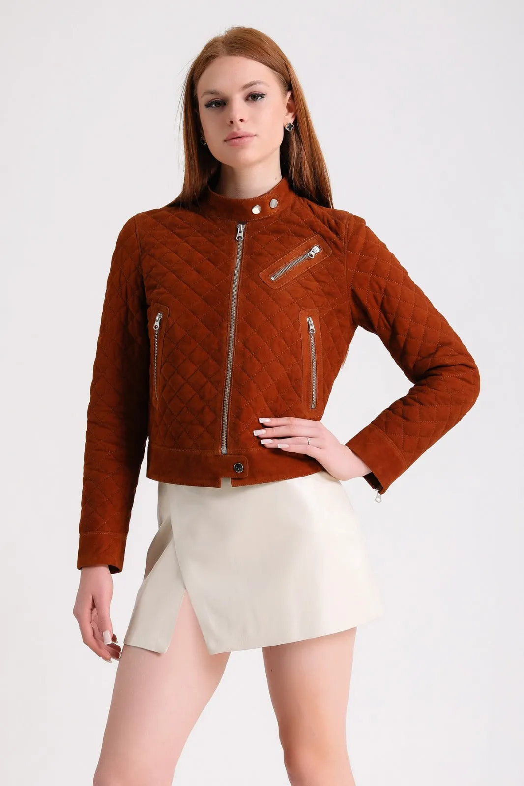 Women's Suede Jacket, Brown