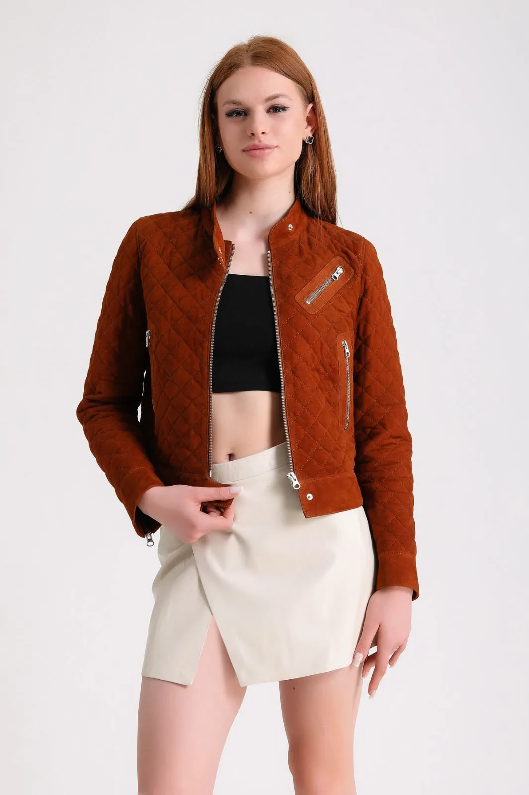 Women's Suede Jacket, Brown