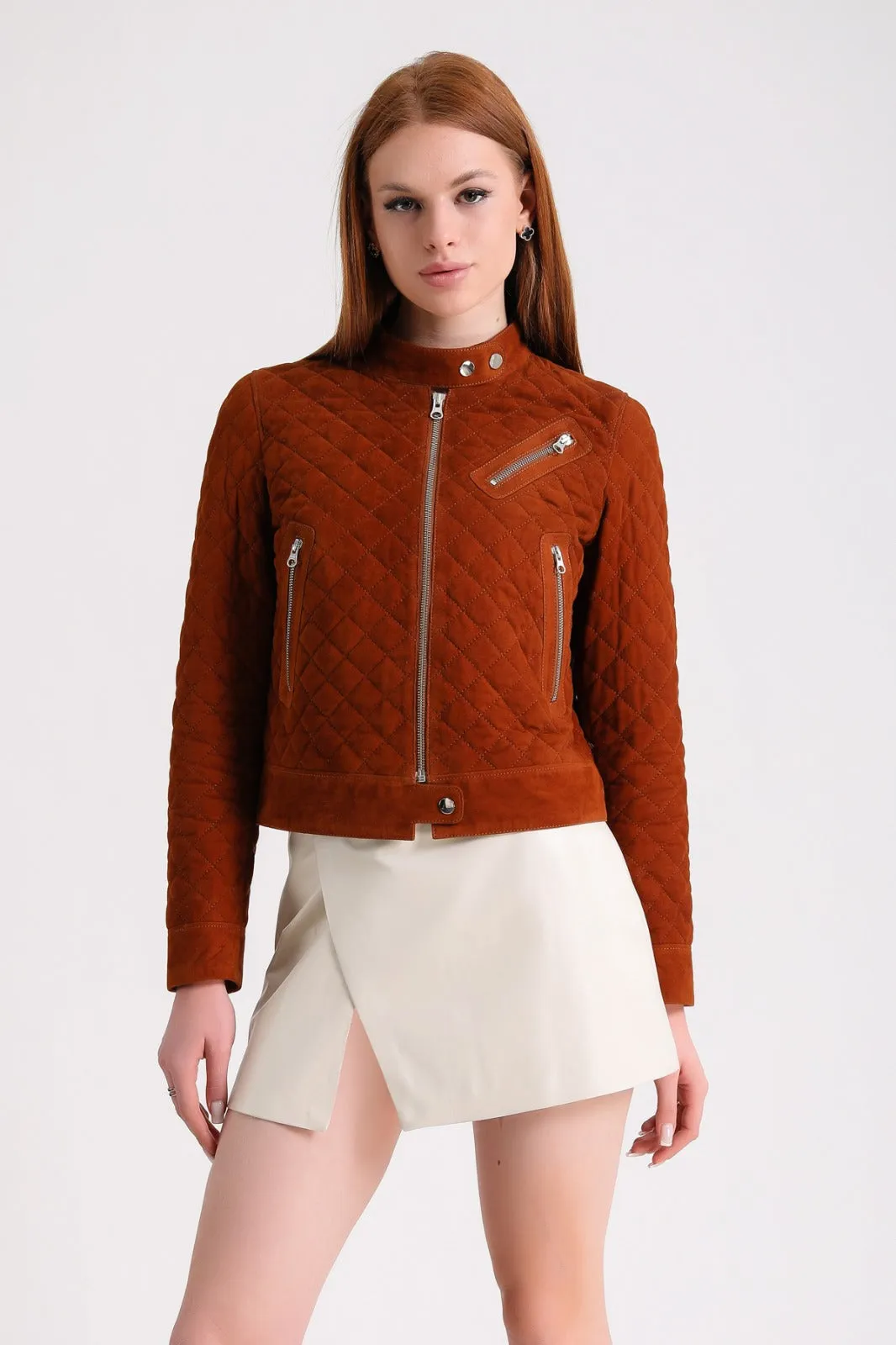 Women's Suede Jacket, Brown