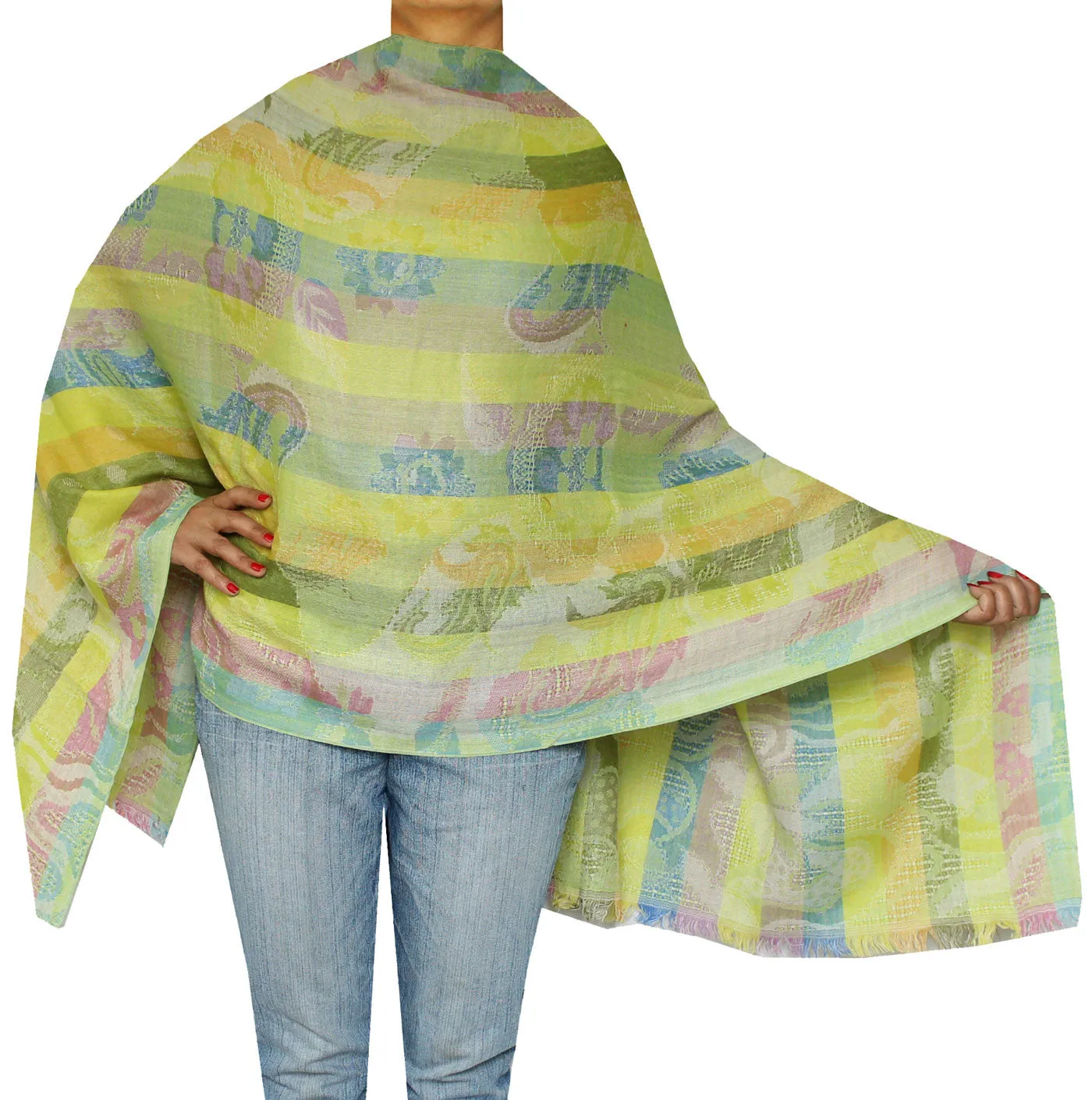 Womens Wool Shawl Scarf Gift India Clothes (76 x 26 inches)
